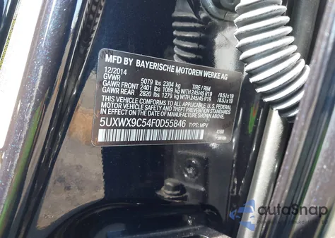 2015 BMW X3 xDrive28I из США, поврежденный, VIN 5UXWX9C54F0D55846